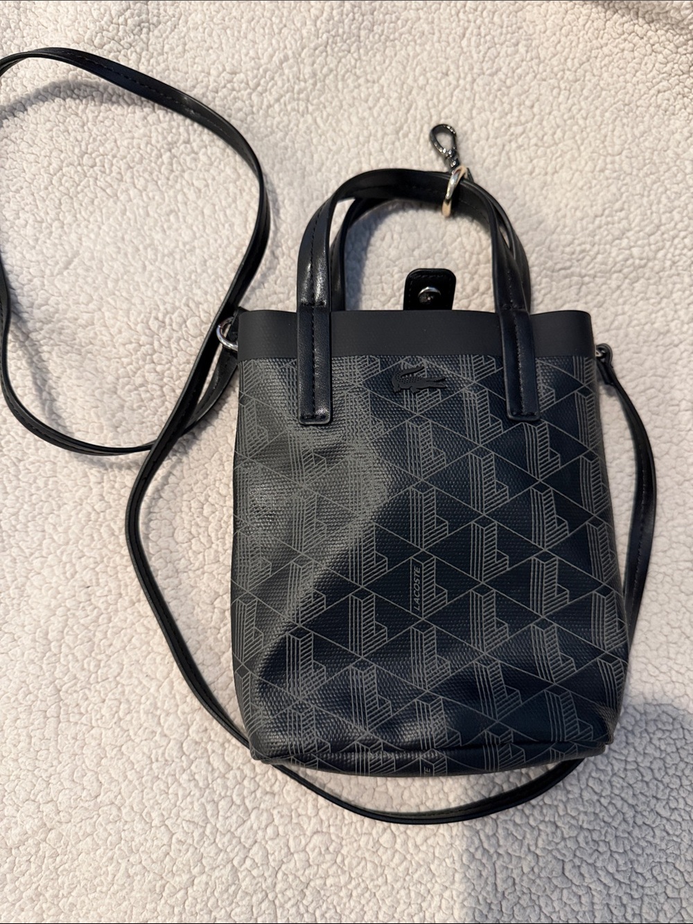Black Patterned Crossbody Tote Bag